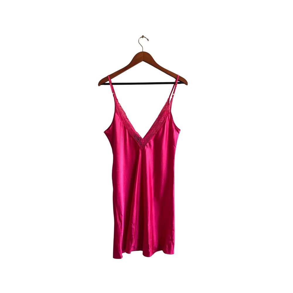 INC International Concepts Pink Lightening Satin Lace Trim Chemise M NEW - Picture 5 of 5